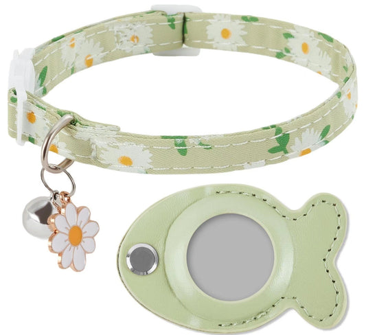 Floral AirTag Cat Collar with Bell & Safety Buckle