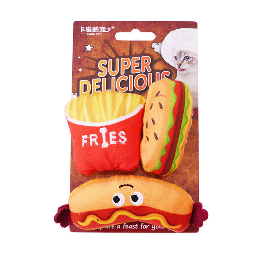 Delicious Food Catnip Plush Pet Toy Set