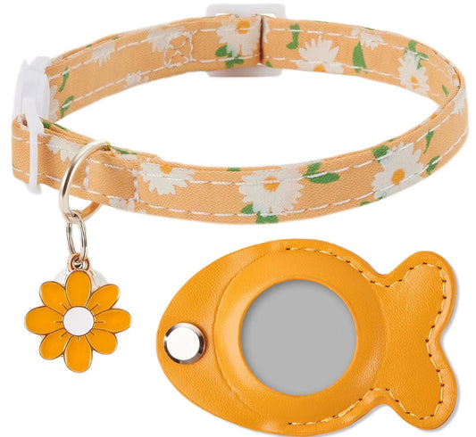 Floral AirTag Cat Collar with Bell & Safety Buckle